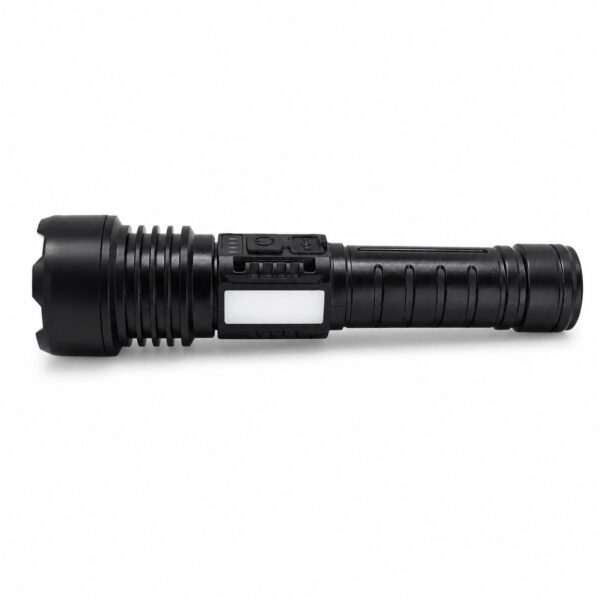 WK1047 compact rechargeable zoomable flashlight with warm and red side lighting - side product profile