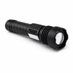 WK1047 compact rechargeable zoomable flashlight with warm and red side lighting showing zoomable flashlight