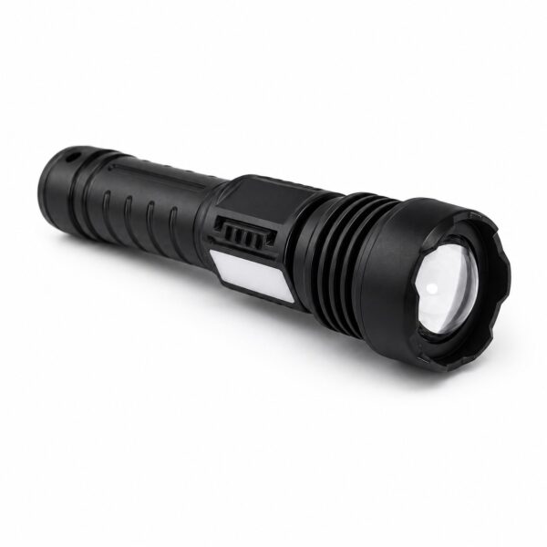 WK1047 compact rechargeable zoomable flashlight with warm and red side lighting showing zoomable flashlight