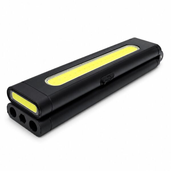 WK1048 foldable magnetic COB work light with integrated utility tools showing folded magnetic work light
