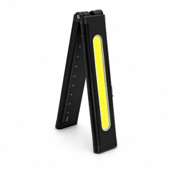 WK1048 foldable magnetic COB work light with integrated utility tools - freestanding folded position