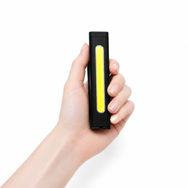 WK1048 foldable magnetic COB work light with integrated utility tools - handheld scale view