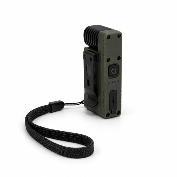 WK1049 flat EDC flashlight and pocket inspection light - rear pocket clip and lanyard