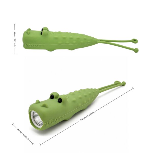 WK1050A rechargeable crocodile-shaped torch for children - product size diagram