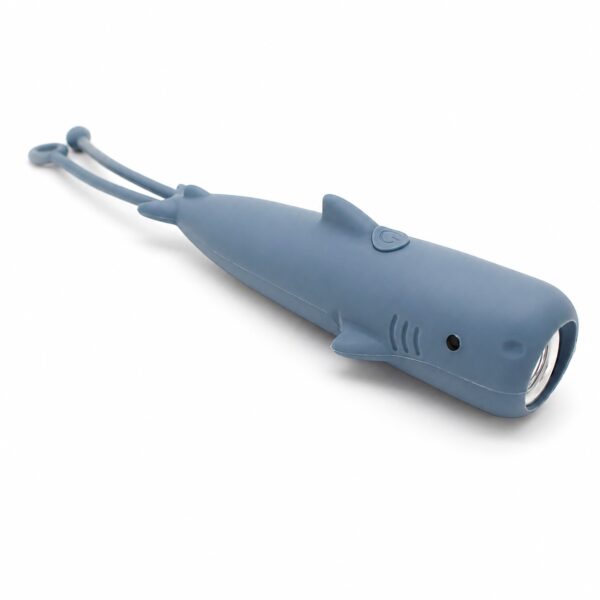 WK1050B rechargeable shark-shaped torch for children - angled shark torch view