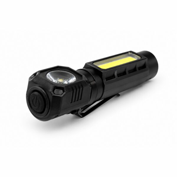 WK1054 rechargeable flashlight work light with magnetic base and clip - controls and clip detail