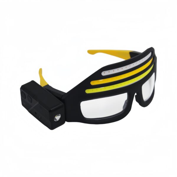 WK3051B glasses-style motion sensor headlamp with white, warm and red COB lighting - front wearable light angle