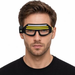 WK3051B glasses-style motion sensor headlamp with white, warm and red COB lighting showing glasses-style sensor headlamp