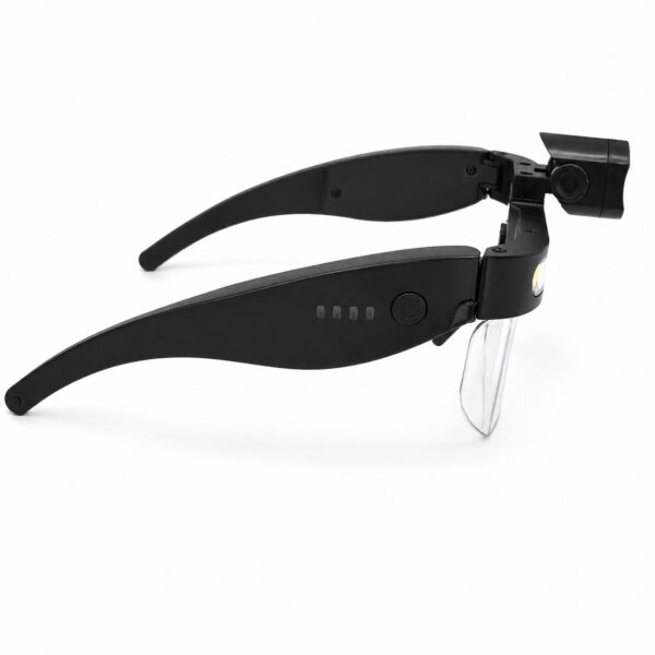 WK3052 glasses-style rechargeable LED and COB headlamp - battery indicator side view