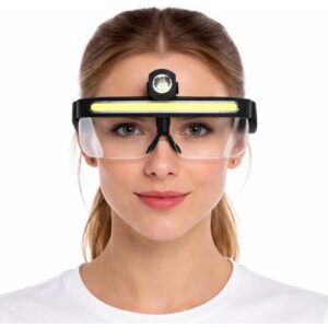 WK3052 glasses-style rechargeable LED and COB headlamp - glasses-style light worn on model