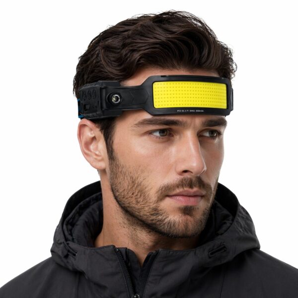 WK3053 high-output rechargeable COB motion sensor headlamp - cob sensor headlamp worn on model