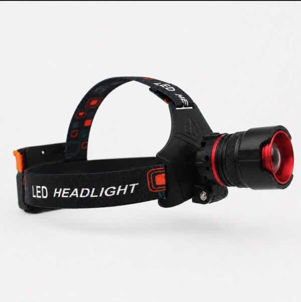 WK3054 zoomable motion sensor headlamp with an RGB rear light and power-bank function - complete headlamp side profile
