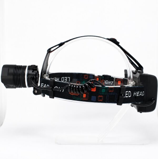 WK3055 high-output zoomable headlamp with a rear warning light and power-bank function - complete headlamp side profile