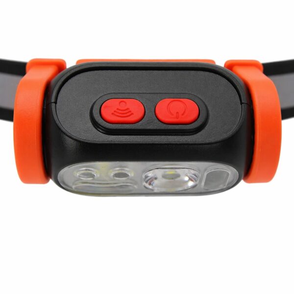 WK3056 compact LED and COB motion sensor headlamp with a fully adjustable lamp head - control buttons