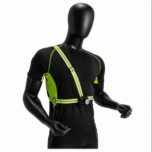 WK3057 high-output rechargeable running chest light with a reflective vest - front-worn running light