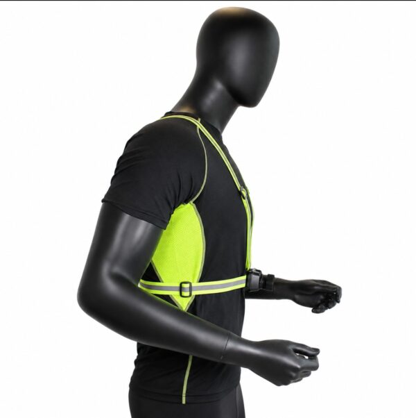 WK3057 high-output rechargeable running chest light with a reflective vest - side-worn chest light