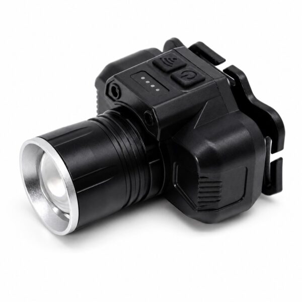 WK3060 aluminum zoomable motion sensor headlamp with a digital battery display - alternate front product view