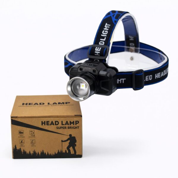 WK3060 aluminum zoomable motion sensor headlamp with a digital battery display showing headlamp and retail box