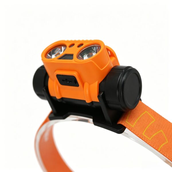 WK3061 detachable dual-LED motion sensor headlamp with red light and a digital power display - dual-led front angle