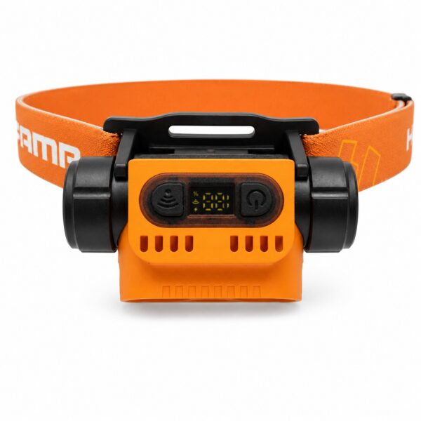 WK3061 detachable dual-LED motion sensor headlamp with red light and a digital power display showing dual-led headlamp and power display