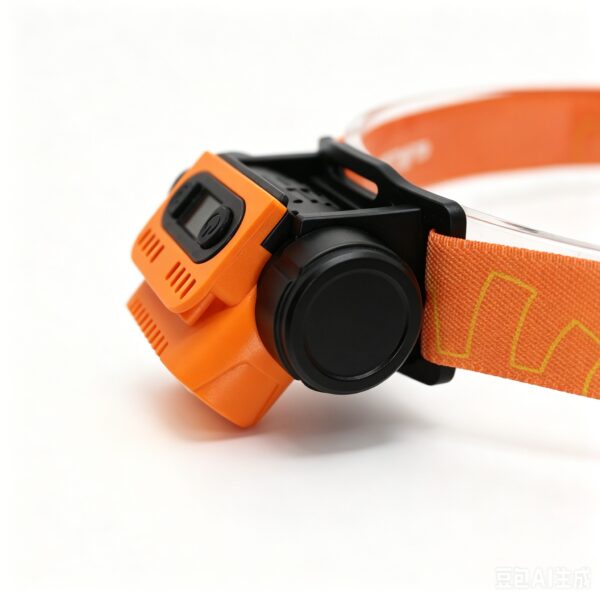 WK3061 detachable dual-LED motion sensor headlamp with red light and a digital power display - side and rear product view