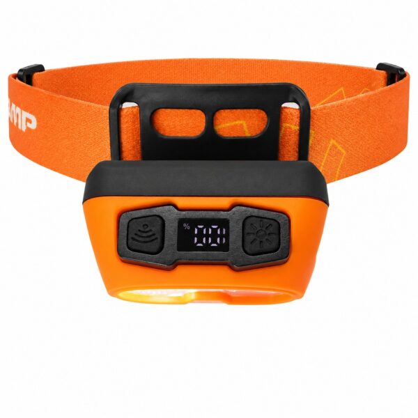 WK3062 multi-color motion sensor headlamp with white, warm-white and red light - rear digital battery display
