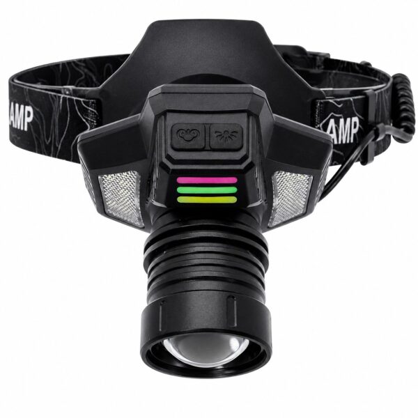 WK3063 zoomable motion sensor headlamp with side SMD lights and power-bank output - control buttons