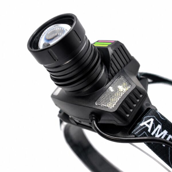 WK3063 zoomable motion sensor headlamp with side SMD lights and power-bank output - lens and side smd array