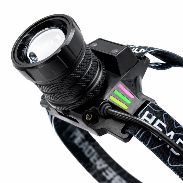 WK3064 multicolor zoomable motion sensor headlamp with replaceable batteries - front lens close-up