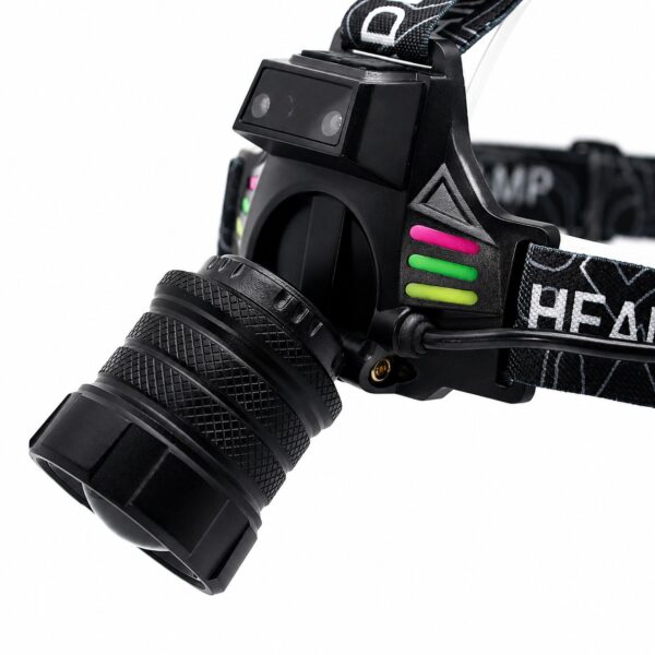 WK3064 multicolor zoomable motion sensor headlamp with replaceable batteries - tilted lamp head