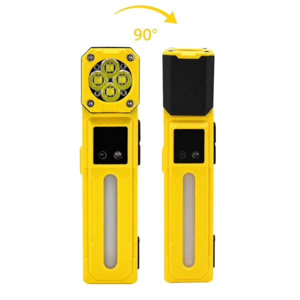 WK3065 four-in-one motion sensor work light with headband and bicycle mounts - 90-degree rotating light graphic
