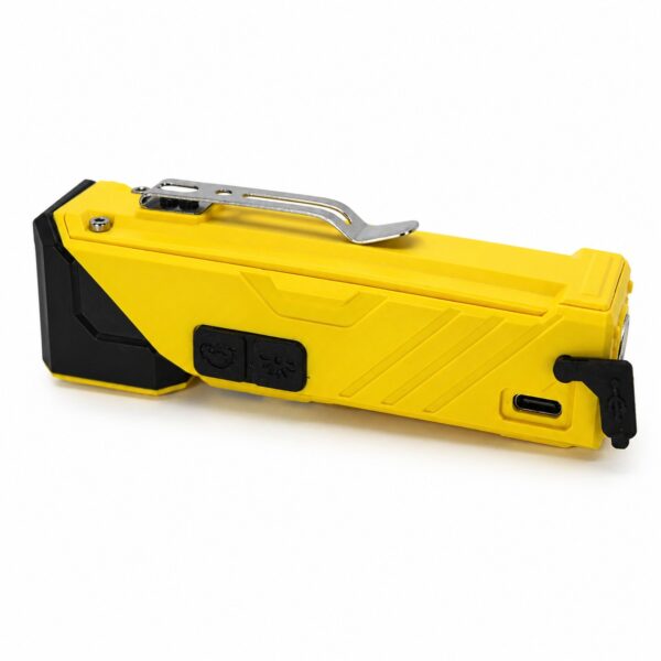 WK3065 four-in-one motion sensor work light with headband and bicycle mounts - clip and charging-port side
