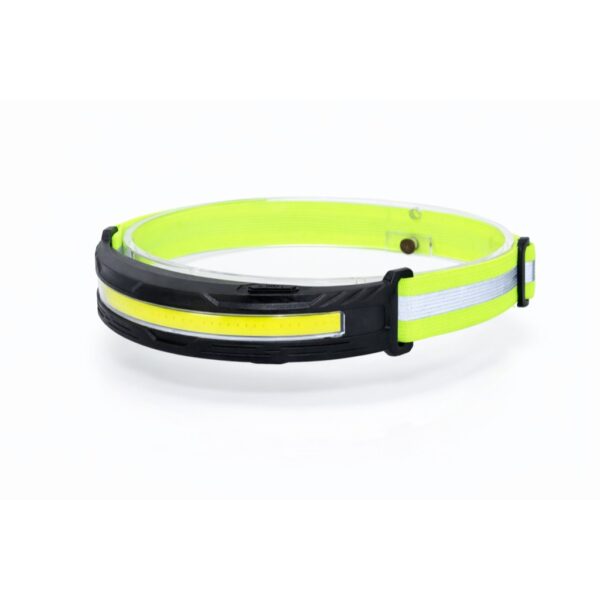 WK3066 lightweight COB headlamp with a reflective headband and red light showing full cob headlamp