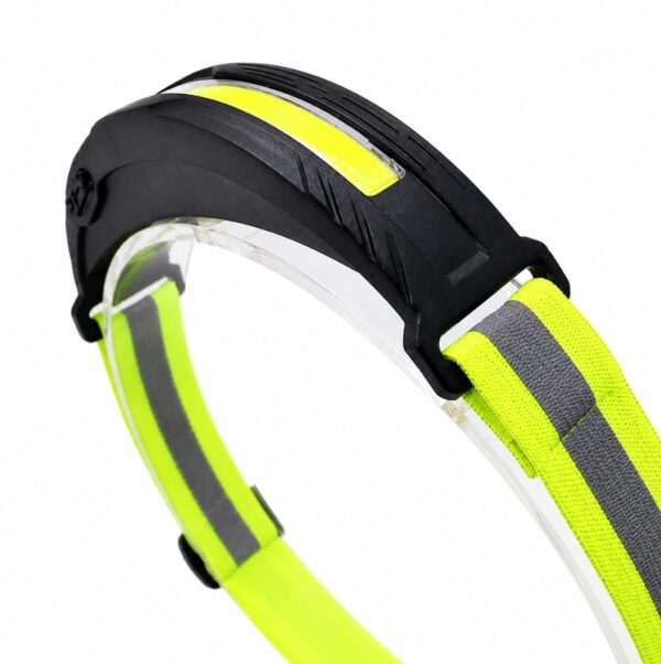 WK3066 lightweight COB headlamp with a reflective headband and red light - reflective headband angle