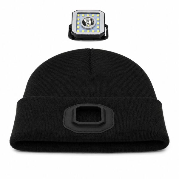 WK3067 two-in-one LED light beanie with a detachable headlamp module - light module removed from beanie