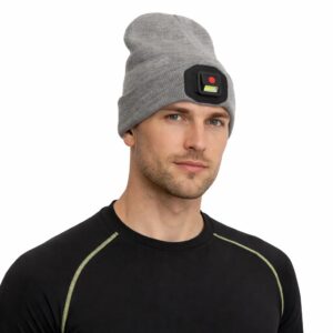 WK3068 angled-beam rechargeable LED beanie for night walking - beanie worn for walking