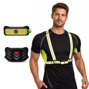 WK3070 dimmable running chest light with a rear red-white warning effect showing front and rear running-light modules