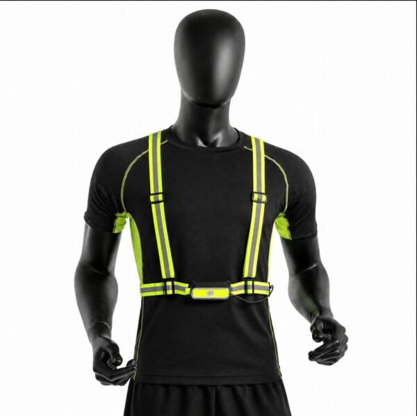 WK3070 dimmable running chest light with a rear red-white warning effect - front running vest view