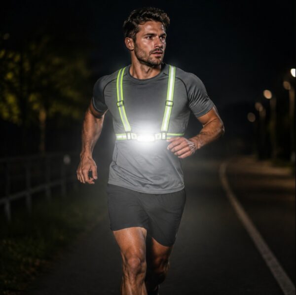 WK3070 dimmable running chest light with a rear red-white warning effect - night running application
