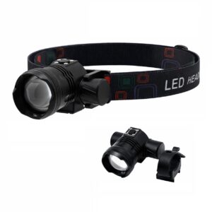 WK3074 two-in-one zoomable headlamp and bicycle light with dual mounting hardware - headband bicycle mount and lamp kit