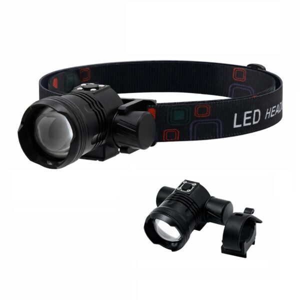 WK3074 two-in-one zoomable headlamp and bicycle light with dual mounting hardware - headband bicycle mount and lamp kit